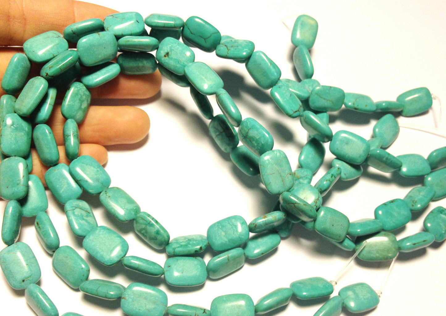 10x14mm Magnesite rectangles, teal blue, 16 inch strand.