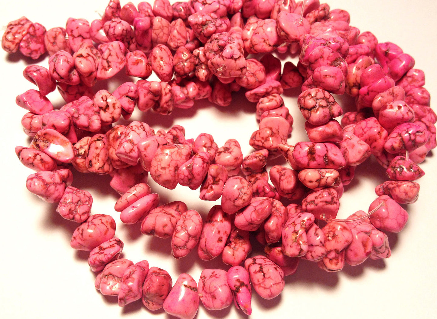 10-12mm Magnesite Nuggets, Pink, 16 inch strand.