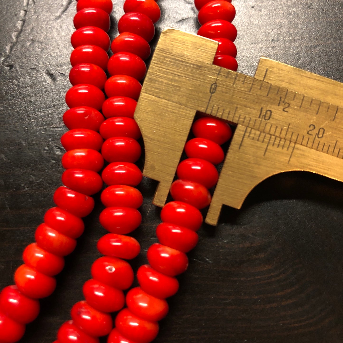 8mm Bamboo Coral Rondelles, 16 inch long.