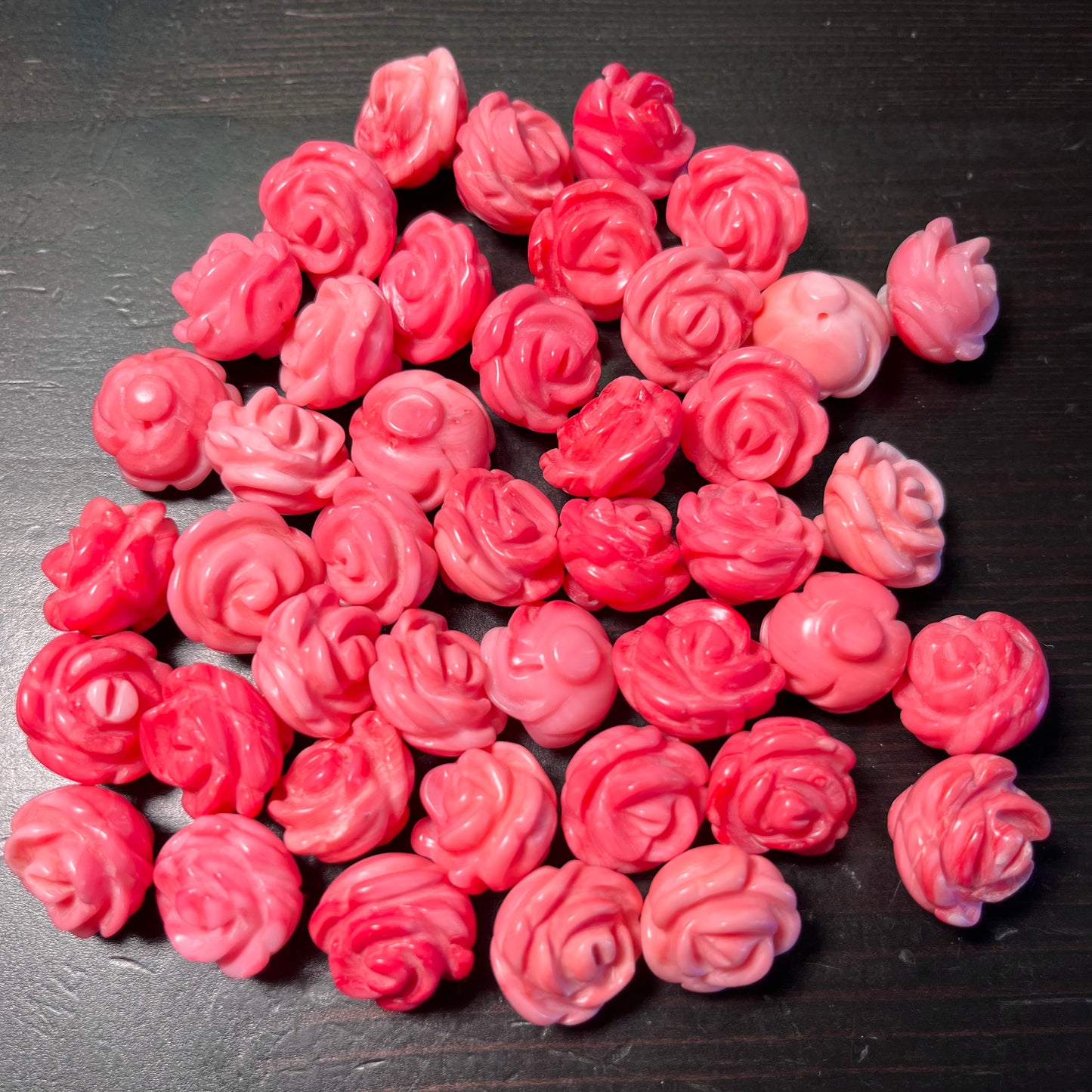 15mm Carved Conch Shell Roses, Loose beads, 10 pieces per order.