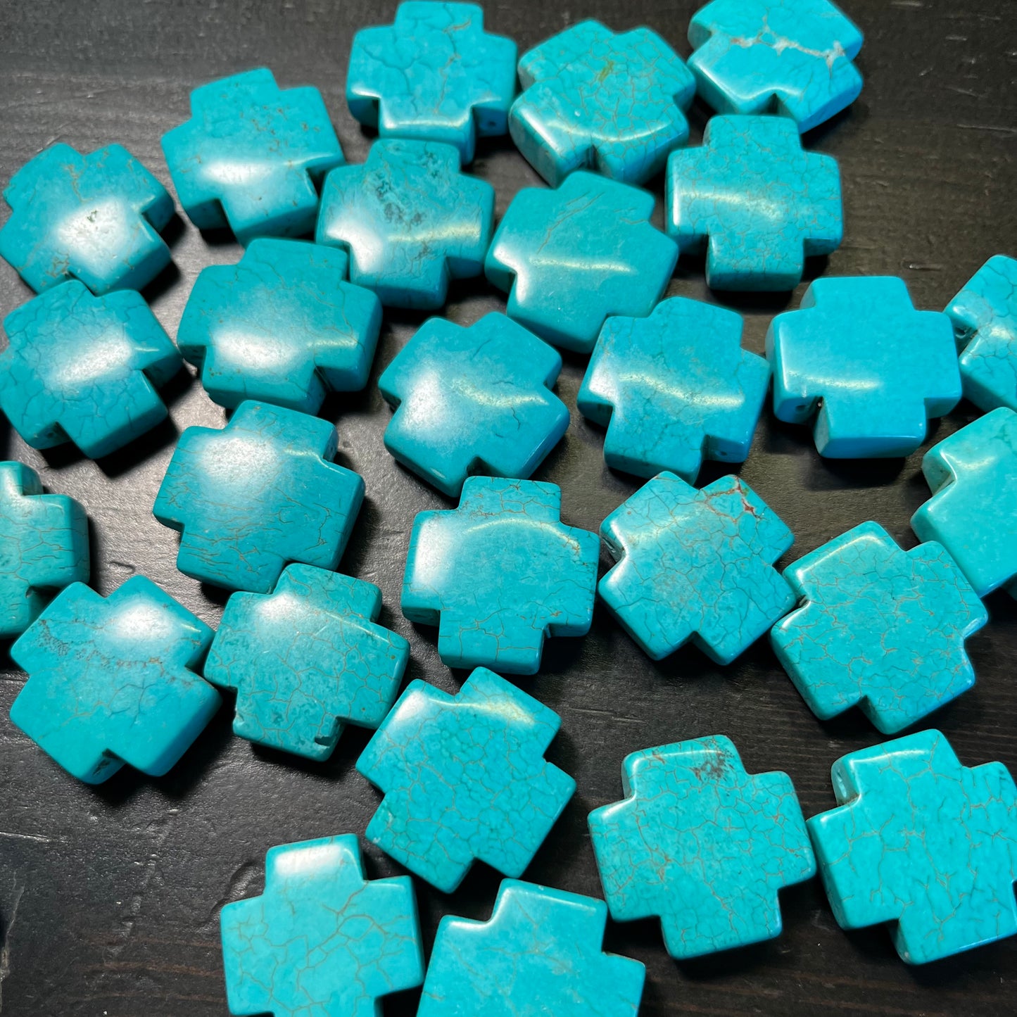 20mm Blue Magnesite Crosse Pendants. One piece per order.