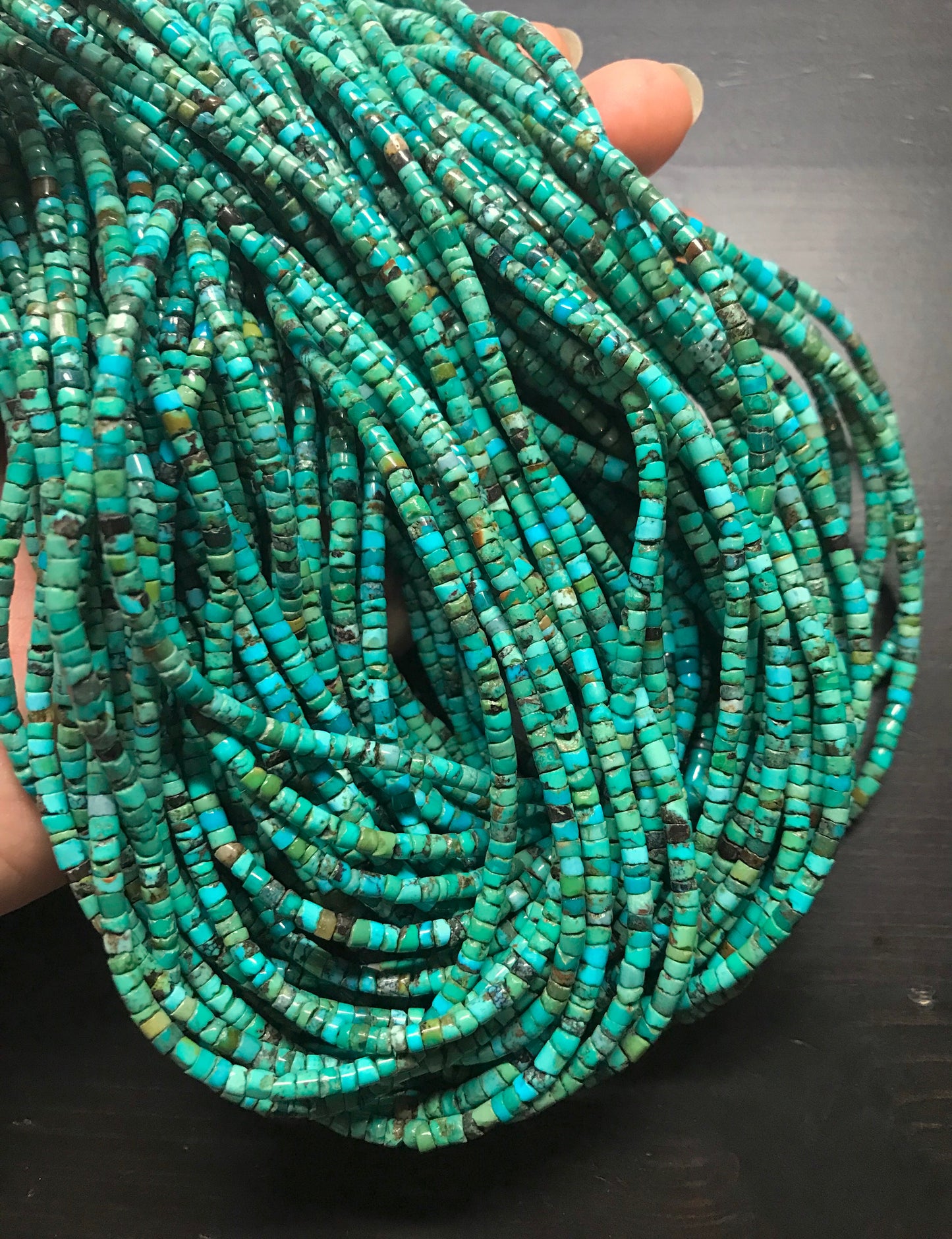 3mm Chinese Turquoise Heishi. 15.75 inch strand.