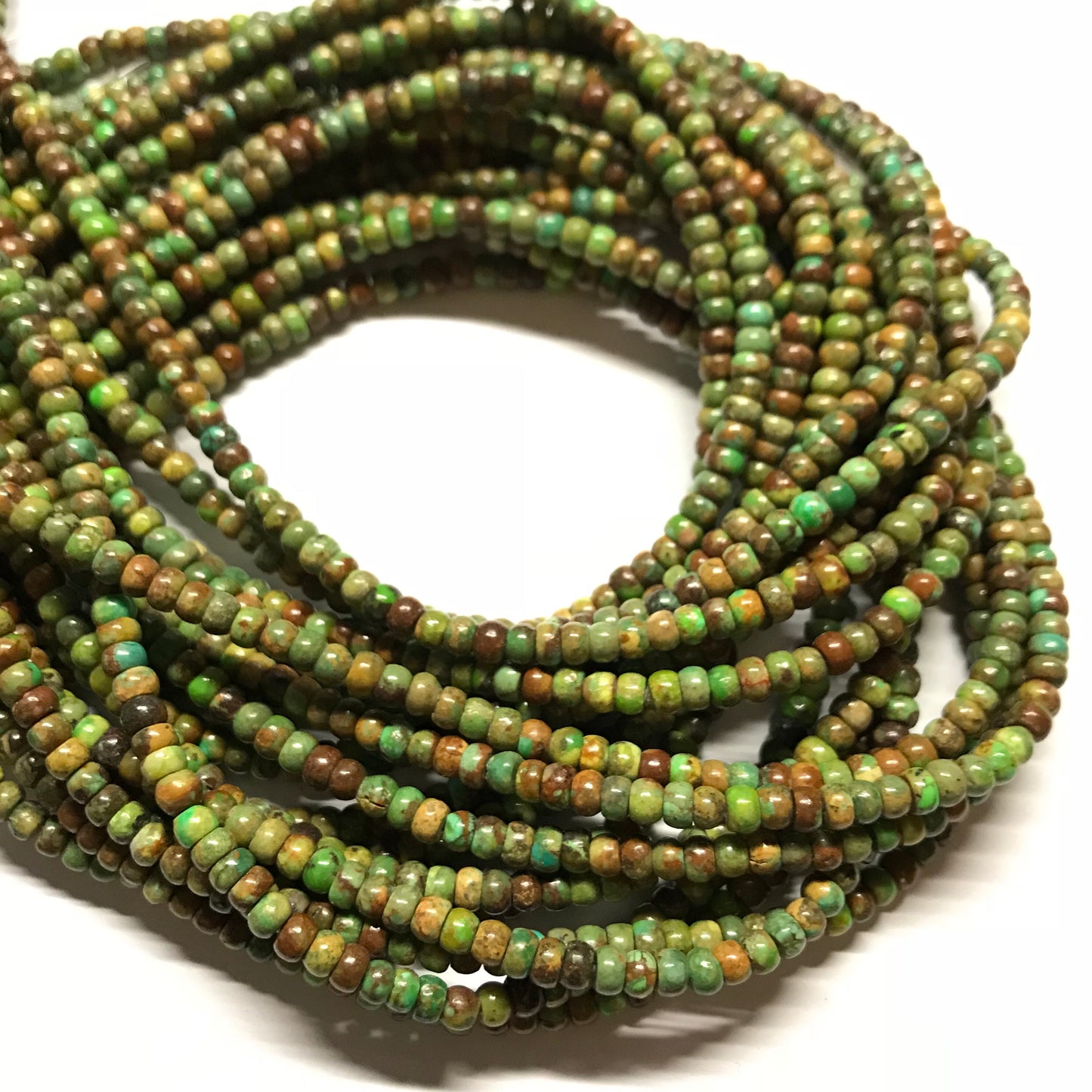 4mm Chinese Turquoise Rondelle, Green Turquoise from Anhui. 15.5 inch strand.