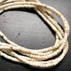 3mm Magnesite Heishi. StonyWhite, 16 inch strand.