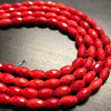 5x8mm Bamboo coral, faceted barrels, true red, 16 inches long