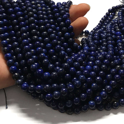 6mm Dark blue lapis lazuli rounds. 15.5 inches long.