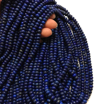 6mm Dark blue lapis lazuli rondelles. 15.5 inches long.