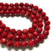 Bamboo coral, faceted rounds, 8mm, true red, 15.5 inches long.
