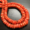 6-12mm Bamboo coral, graduated freeform discs, orangish red, 16 inches long