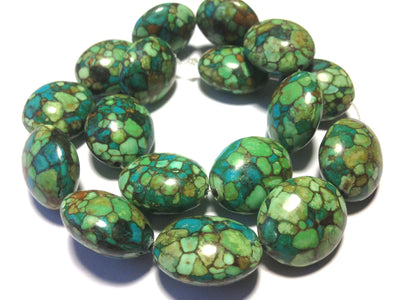 18x23mm Mosaic Magnesite Ovals, Green-blue, 16 inch strand.