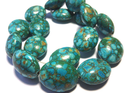 Mosaic magnesite ovals, blue, 18x23mm per piece, 16 inch strand.