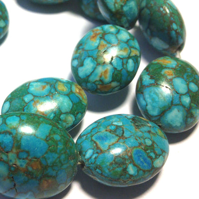 Mosaic magnesite ovals, blue, 18x23mm per piece, 16 inch strand.