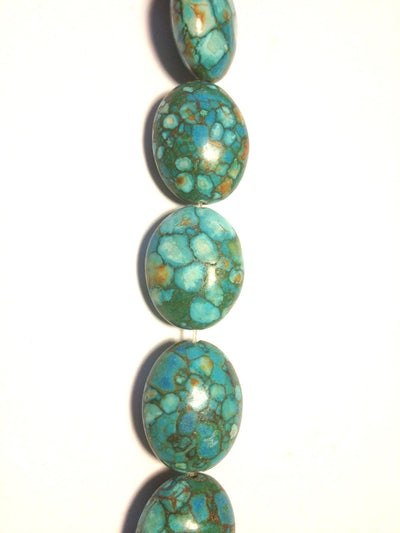 Mosaic magnesite ovals, blue, 18x23mm per piece, 16 inch strand.