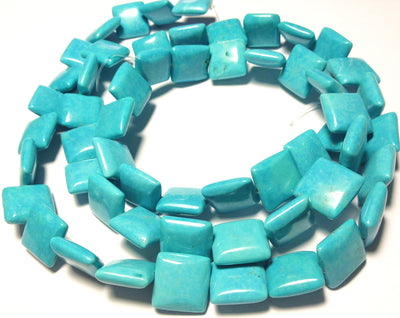 14mm Magnesite squares, sky blue, 16 inch strand.