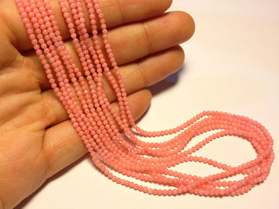 2mm Rounds, Bamboo Coral, Blush Pink, 16 inch strand.