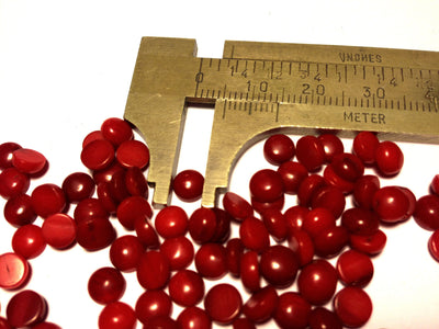 5MM BAMBOO CORAL CABOCHONS, TRUE RED, 10 PIECES.