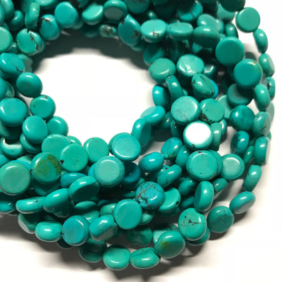 9mm Chinese Turquoise Rondelles, side drilled. 15 inch strand.