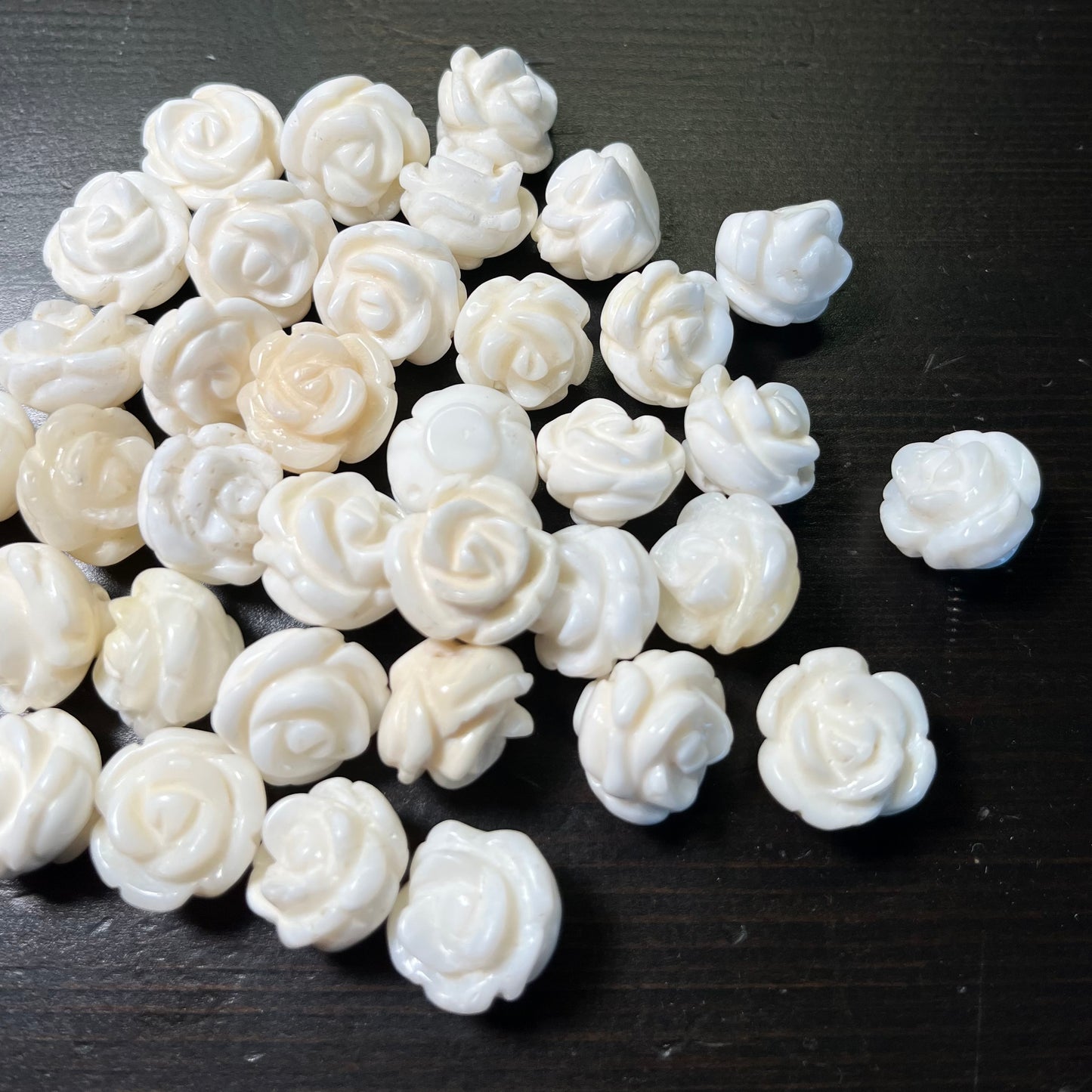 15mm Carved Conch Shell Roses, Loose beads, 10 pieces per order.