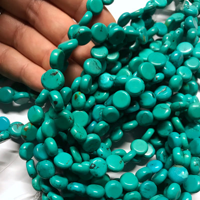 9mm Chinese Turquoise Rondelles, side drilled. 15 inch strand.