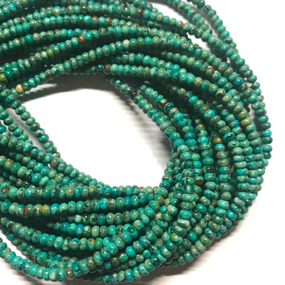 4mm Blue Chinese Turquoise Rondelles. 15.75 inch strand.