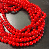 6mm rounds, bamboo coral, true red, 16 inch strand.