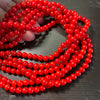 6mm rounds, bamboo coral, true red, 16 inch strand.
