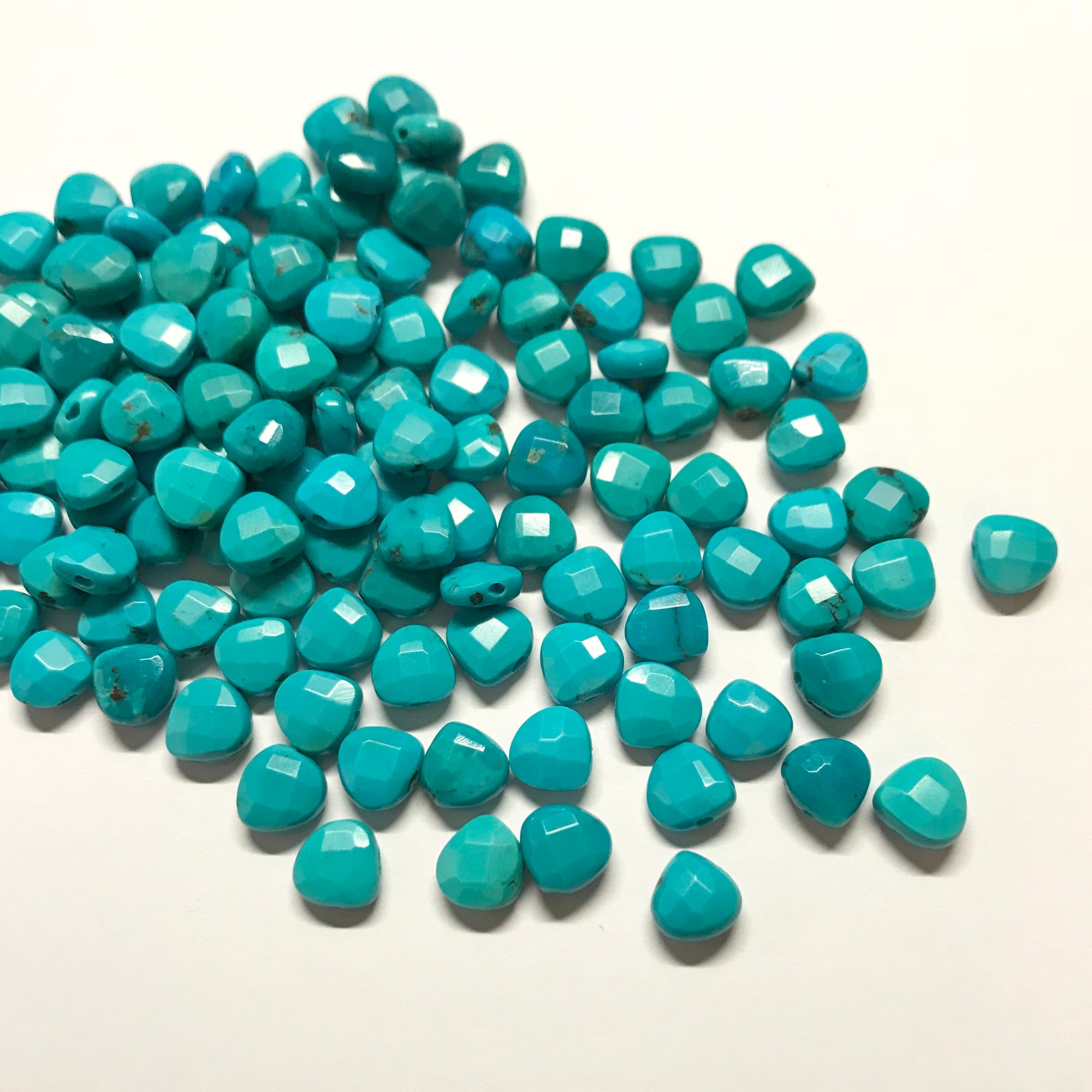 Turquoise Howlite 8x10mm Faceted Top Drilled Flat Teardrop Beads - 8 inch  strand