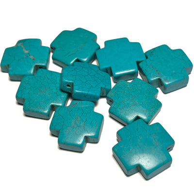 20mm Blue Magnesite Crosse Pendants. One piece per order.