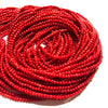 1.8mm rounds, bamboo coral, true red, 16 inch strand.