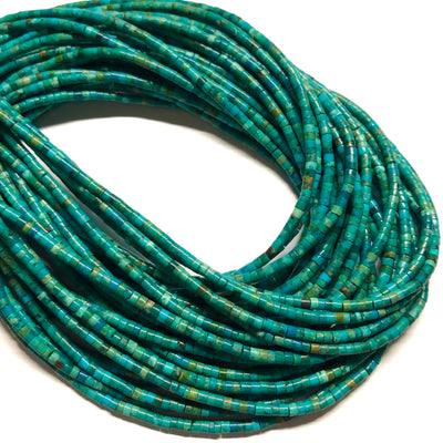 3mm Nacozari Turquoise Heishi. 16 inch strand.